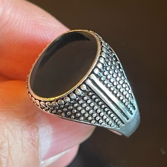 very cool black obsidian S925 silver ring - Picture 7 of 9